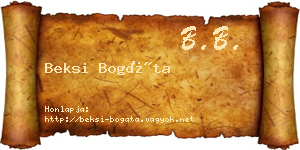 Beksi Bogáta névjegykártya